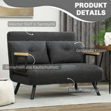 HOMCOM Schlafsofa 2er-Sofa mit Schlaffunktion, inkl. 2 Kissen, Sherpa-Optik, Natur + Dunkelgrau + – Produktabbildung 6