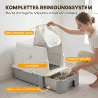 PawHut Katzentoilette aus Edelstahl mit Deckel, XL Katzenstreubox mit Schaufel, herausziehbare Wanne – Produktabbildung 7