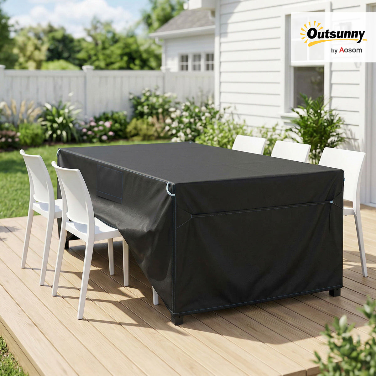 Outsunny Schutzhülle für Gartenmöbel Winterfest Wasserdicht Winddicht Anti-UV Abdeckplane 420D Oxford – Produktabbildung 2