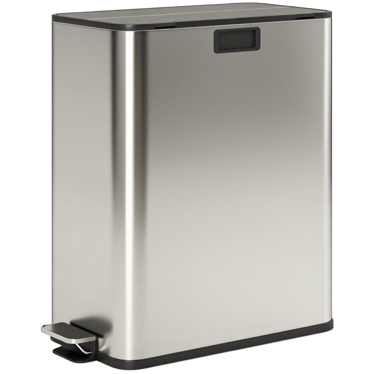 HOMCOM Küchenmülleimer 2 x 28L Edelstahl-Tretmülleimer mit Soft-Close-Deckel, herausnehmbaren Inneneimern