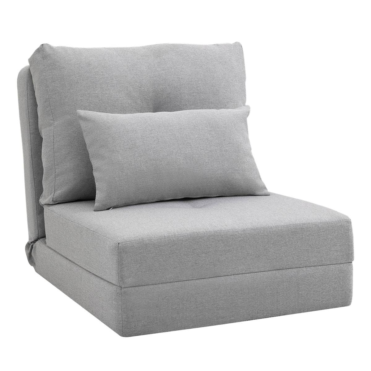 HOMCOM Bodensessel Klappmatratze Schlafmatte, 2-in-1-Design, abnehmbares Kissen, 60 x 80 x 56 cm, Grau