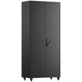 HOMCOM Aktenschrank, Abschließbar Metallschrank mit Rollen, Verstellbaren Ablagen, aus Stahl, 80 x 40 x 180