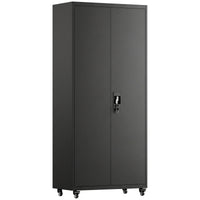 HOMCOM Aktenschrank, Abschließbar Metallschrank mit Rollen, Verstellbaren Ablagen, aus Stahl, 80 x 40 x 180