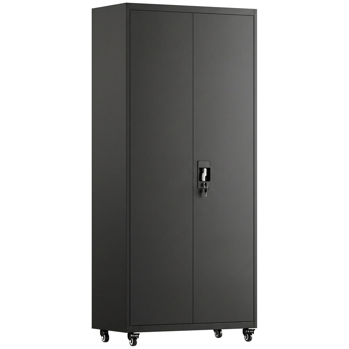 HOMCOM Aktenschrank, Abschließbar Metallschrank mit Rollen, Verstellbaren Ablagen, aus Stahl, 80 x 40 x 180