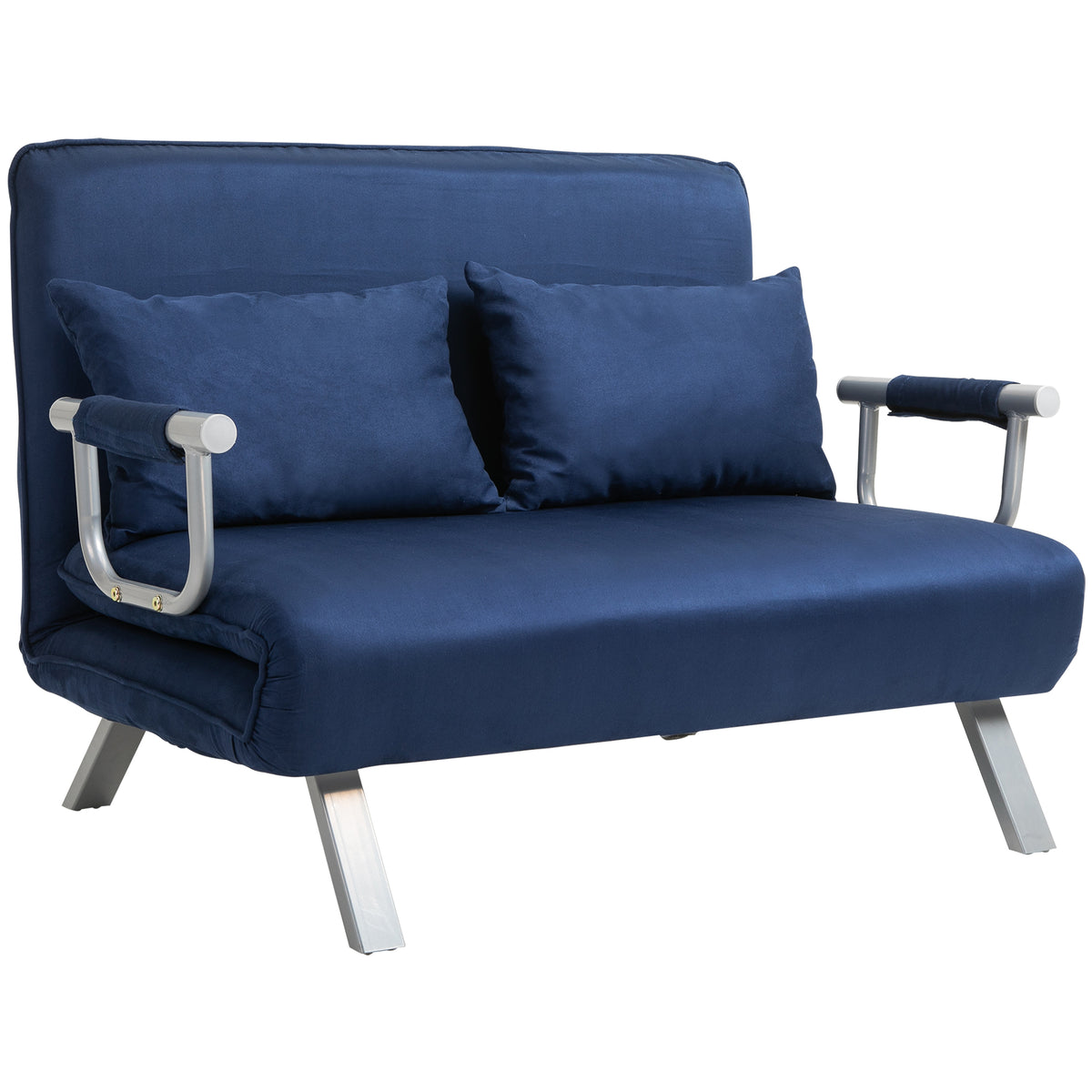 HOMCOM Schlafsofa, 5-fach verstellbar, Wildlederimitat, Metallrahmen, inkl. Kissen, Marineblau
