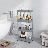 HOMCOM Küchenwagen mit 4 Regalen, 4 flexiblen Haken, 4 Rollen, 40 cm x 19 cm x 90 cm, Nischenwagen, Grau – Produktabbildung 8