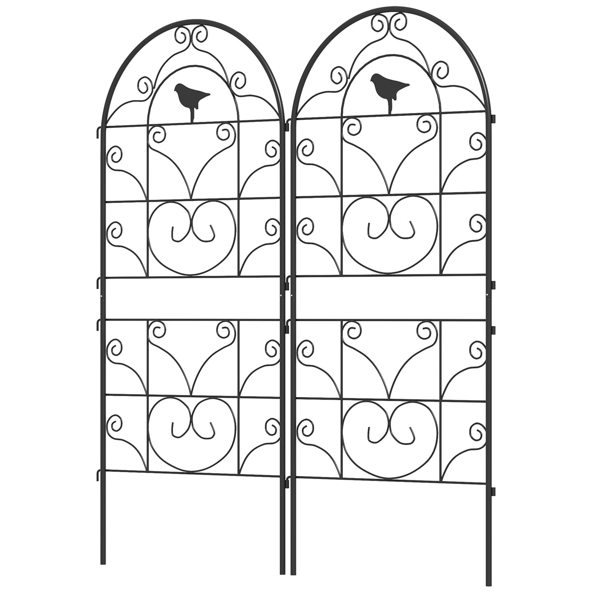 Outsunny Rankgitter Metall 2er Set zum Stecken rostfrei Rankhilfe mit Vogeldesign für Kletterpflanzen 50x120