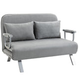 HOMCOM Schlafsofa, Doppelsofa, Gästebett, inklusive 2 Kissen, Grau