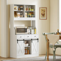 HOMCOM Küchenschrank mit Regalen, Schränken, Schubladen und Ablagefläche, Bauernhaus-Flair – Produktabbildung 10