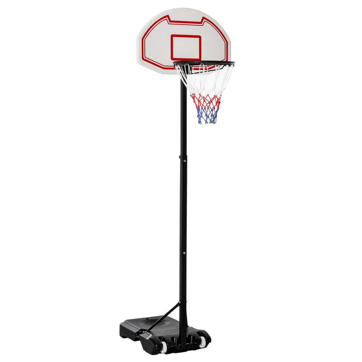 HOMCOM Basketballkorb Outdoor mit Rollen 155-210 cm Höhenverstellbar, Transportable Basketballständer mit