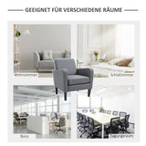 Einzelsessel, Relaxsessel, Polstersessel mit Holzfüßen, Stoff in Leinenoptik, 66 x 72 x 74 cm, Hellgrau – Produktabbildung 4