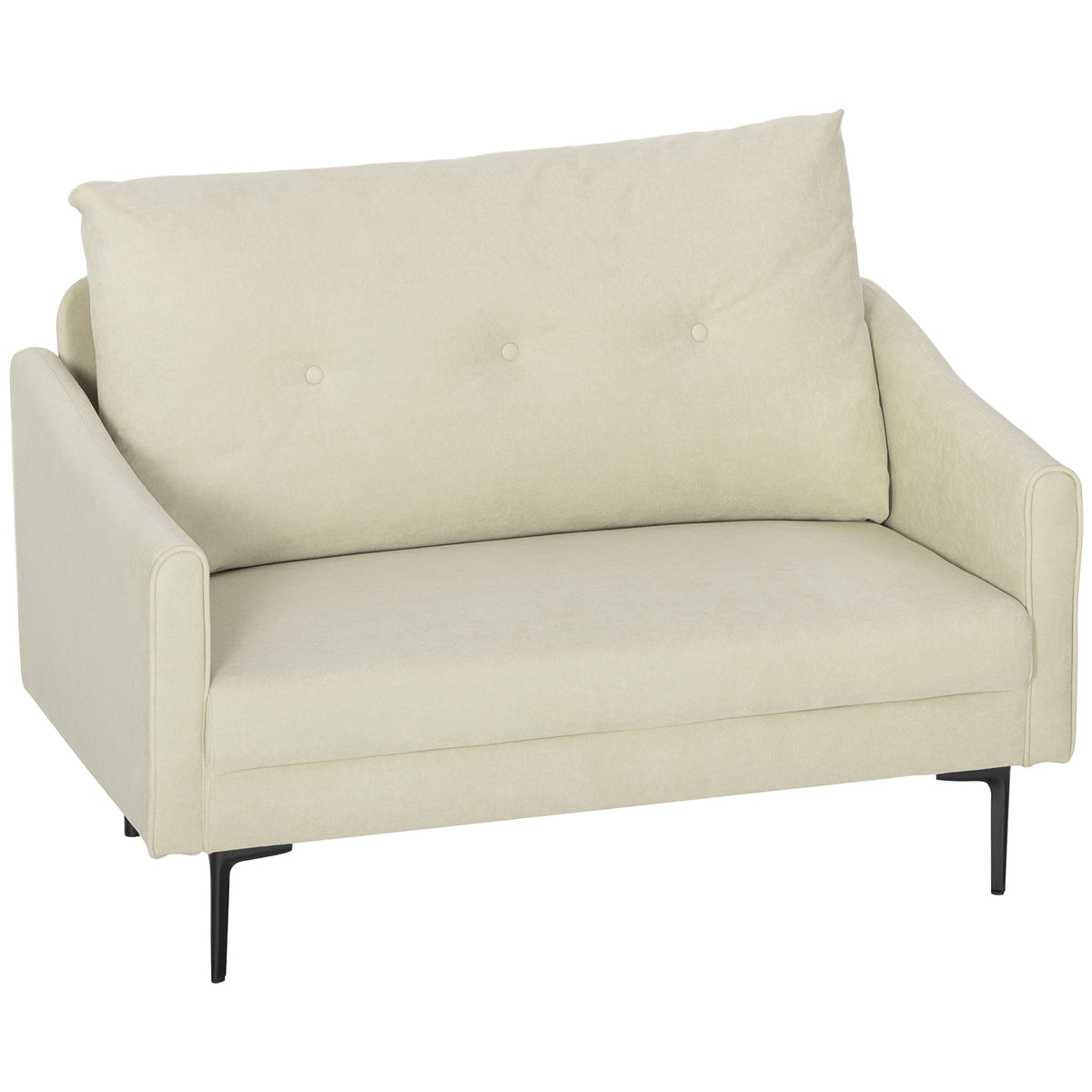 HOMCOM 2-Sitzer-Sofa mit Schaumstoff-Polsterung und Stoffbezug, für Wohnzimmer, Schlafzimmer, Metallrahmen