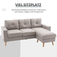 HOMCOM 3-Sitzer-Ecksofa, Leinenoptik, Wendbare Chaiselongue, 193x136x85 cm, Hellgrau – Produktabbildung 5