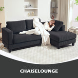 HOMCOM Ecksofa, L-förmiges 3-Sitzer-Sofa mit Chaiselongue, Holzkonstruktion, 8 Beine, Cordstoff – Produktabbildung 4