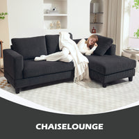 HOMCOM Ecksofa, L-förmiges 3-Sitzer-Sofa mit Chaiselongue, Holzkonstruktion, 8 Beine, Cordstoff – Produktabbildung 4