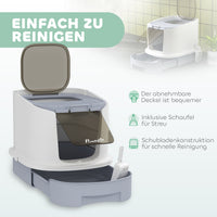 PawHut Katzenklo mit Deckel Obenliegender Eingang Schaufel ausziehbares Tablett für Katzen bis 4,5 kg – Produktabbildung 5