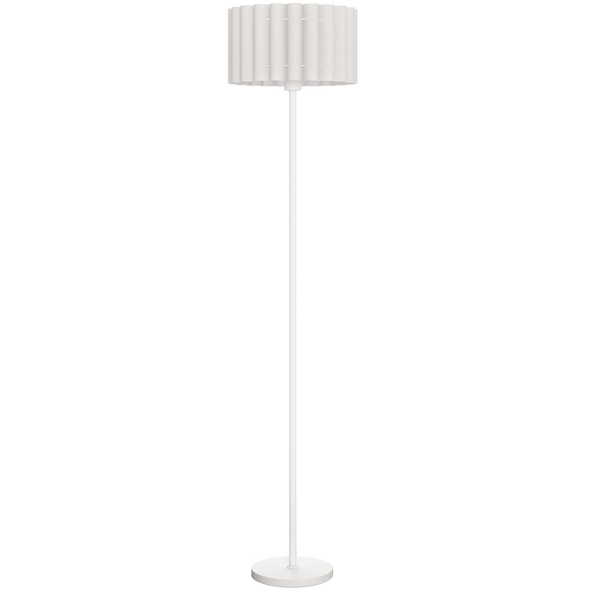 HOMCOM Stehlampe im Retro-Stil, Kunststoff-Lampenschirm, Fußschalter, Metallstab, Weiß