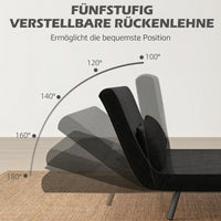 HOMCOM Schlafsofa 2er-Sofa Samtsofa, Schlaffunktion, inkl. 2 Kissen, Samtoptik, Schwarz – Produktabbildung 5