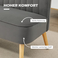 HOMCOM Sofa Retrodesign 2-Sitzer-Sofa, Holzbeine, 117 cm x 56,5 cm x 77 cm, Dunkelgrau – Produktabbildung 4