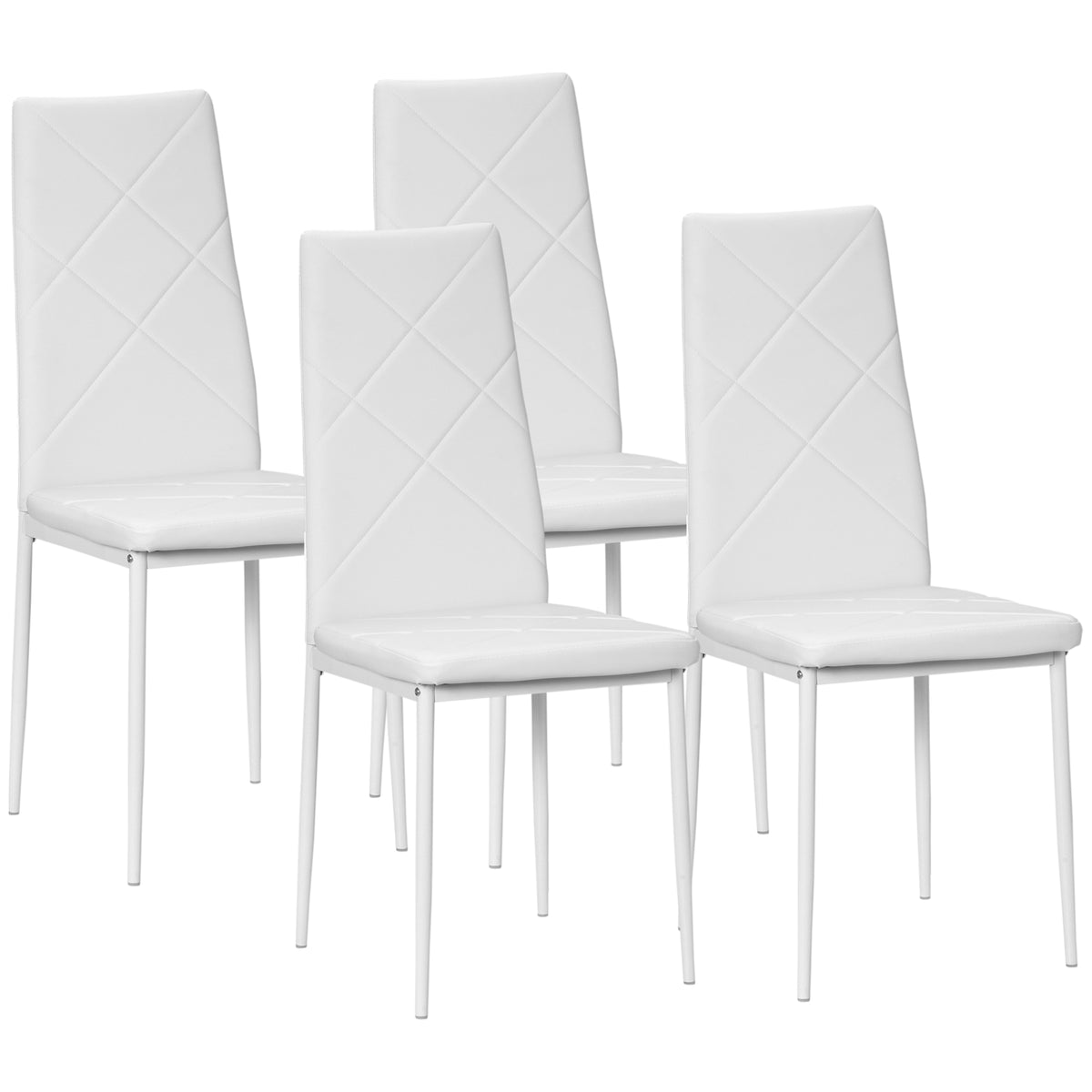 HOMCOM 4er-Set Stühle, Esszimmerstühle, Küchenstühle, 41 cm x 50 cm x 97 cm, Weiß