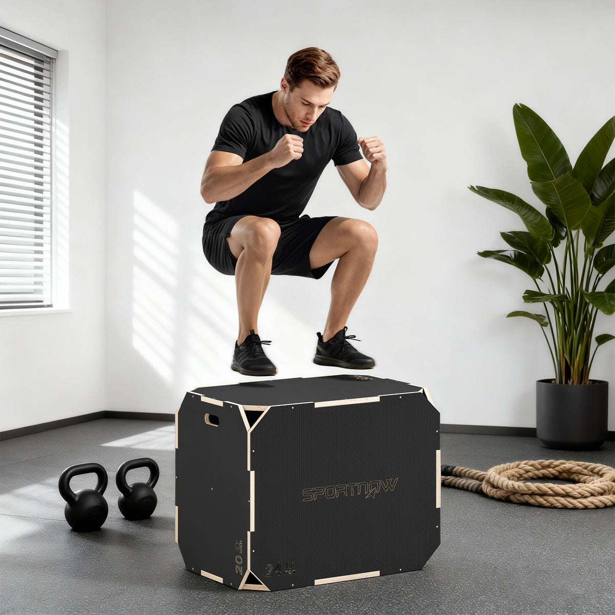 3-in-1 Plyo-Box, Sprungbox mit Griff-Öffnungen, für Home-Fitness und Outdoor-Workouts, 3 Sprunghöhen – Produktabbildung 2