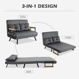 HOMCOM Schlafsofa 2er-Sofa Samtsofa, Schlaffunktion, inkl. 2 Kissen, Samtoptik, Natur + Dunkelgrau + – Produktabbildung 4