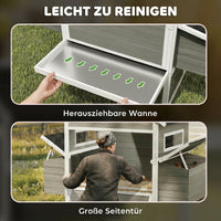 PawHut Hühnerstall aus Holz mit Auslauf Nistkasten Asphaltdach herausziehbar Tablett für 4-6 Hühner – Produktabbildung 7