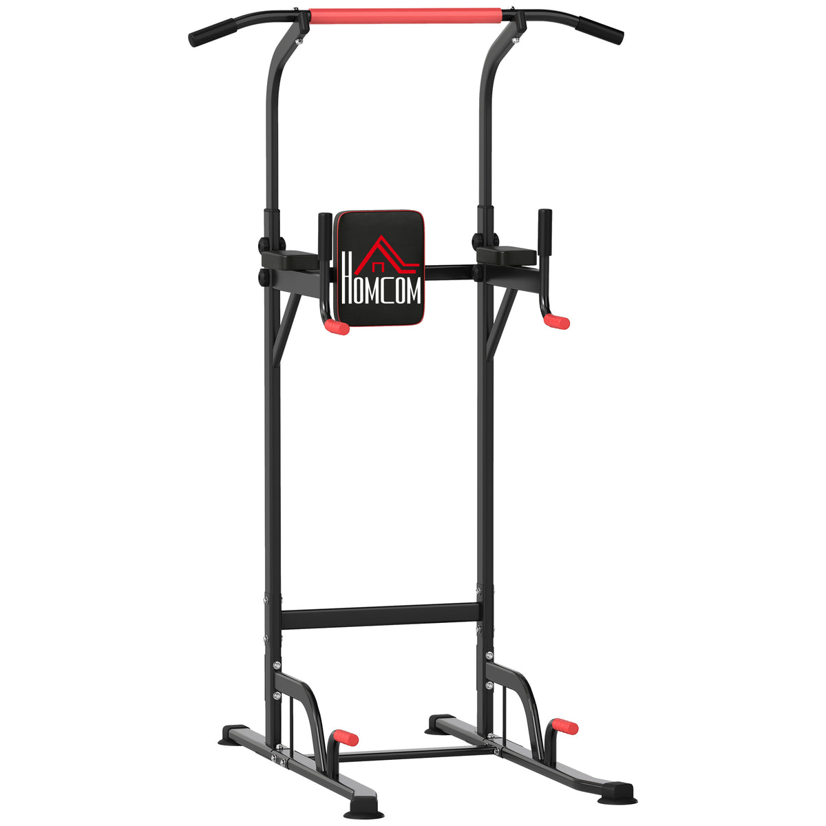 HOMCOM Power Tower höhenverstellbar Dip Station mit Klimmzugstange Saugnäpfe, Gepolstert Trainingsgerät für
