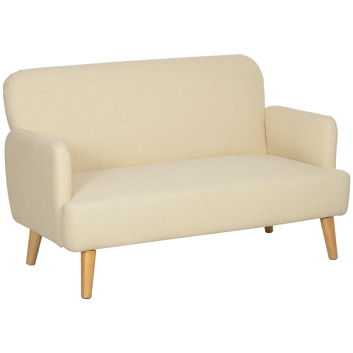 HOMCOM Zweisitzer-Sofa, kompakt, hautfreundlicher Bezug, bis 240 kg, 130x74x79 cm, Cremeweiß