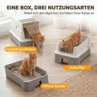 PawHut Katzentoilette aus Edelstahl mit Deckel, XL Katzenstreubox mit Schaufel, herausziehbare Wanne – Produktabbildung 6