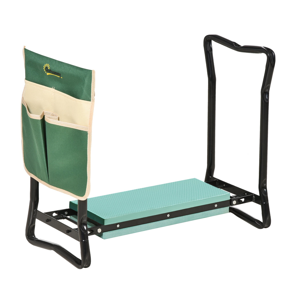 Outsunny Kniebank, Klappbarer Gartenhocker, 2-in-1, Kniehilfe, mit Werkzeugtasche, EVA-Schaumstoff, 58 x 28 x
