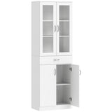 HOMCOM Küchenschrank Buffetschrank mit verstellbar Regal Schublade 2 Schrank Hochschrank mit Glastür 60 x 35