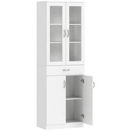 HOMCOM Küchenschrank Buffetschrank mit verstellbar Regal Schublade 2 Schrank Hochschrank mit Glastür 60 x 35