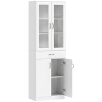 HOMCOM Küchenschrank Buffetschrank mit verstellbar Regal Schublade 2 Schrank Hochschrank mit Glastür 60 x 35