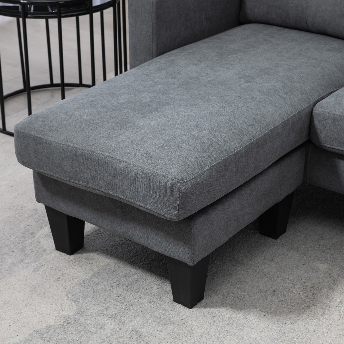 HOMCOM Ecksofa in L-Form, beidseitig anbringbare Chaiselongue, Polstersofa, Dunkelgrau – Produktabbildung 9