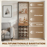 HOMCOM Weinbar-Schrank mit Schublade, Industrieller Barschrank, Weinregal für 12 Flaschen, Glashalter – Produktabbildung 4