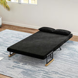 HOMCOM Schlafsofa 2er-Sofa Samtsofa, Schlaffunktion, inkl. 2 Kissen, Samtoptik, Schwarz – Produktabbildung 7