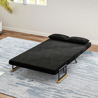 HOMCOM Schlafsofa 2er-Sofa Samtsofa, Schlaffunktion, inkl. 2 Kissen, Samtoptik, Schwarz – Produktabbildung 7