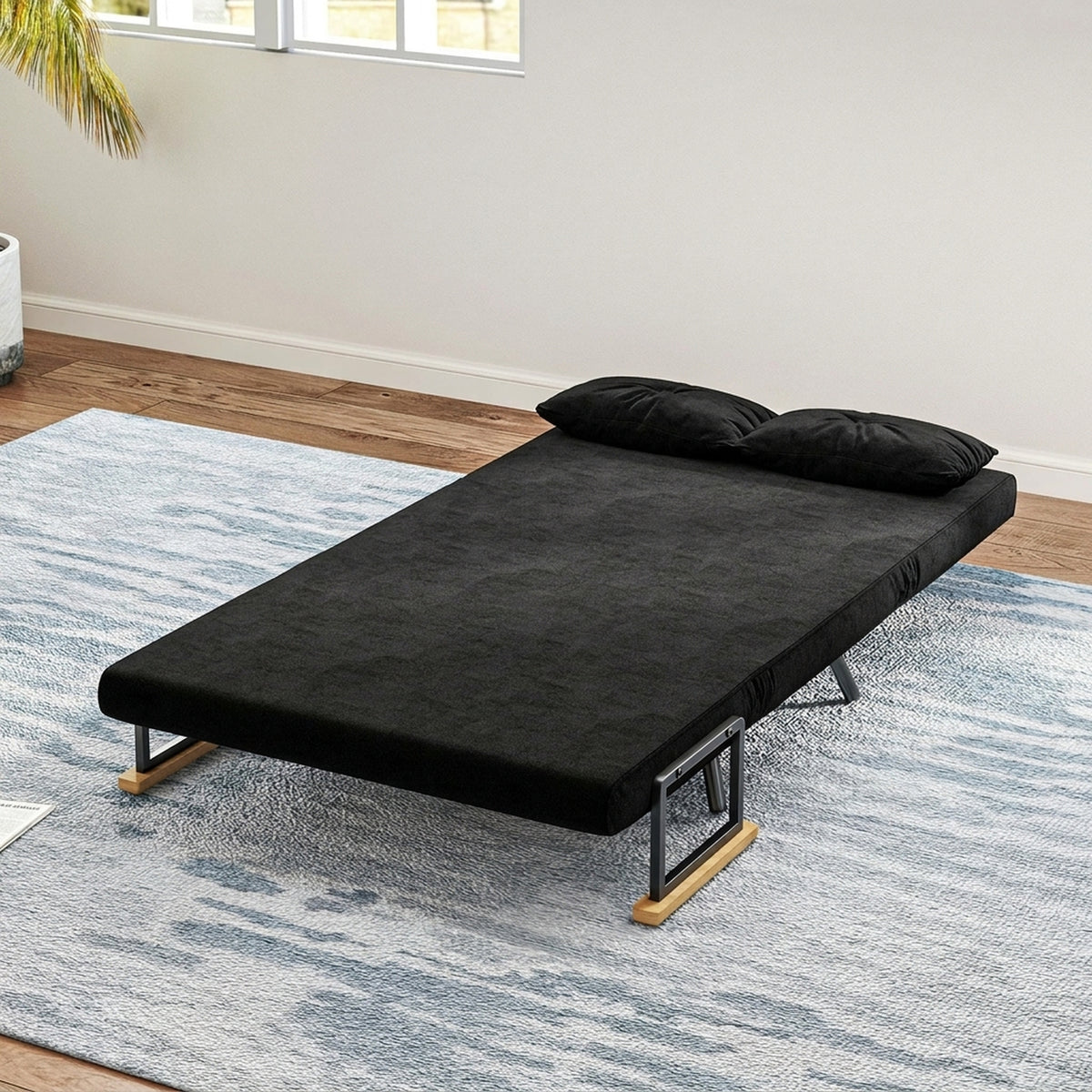 HOMCOM Schlafsofa 2er-Sofa Samtsofa, Schlaffunktion, inkl. 2 Kissen, Samtoptik, Schwarz – Produktabbildung 7