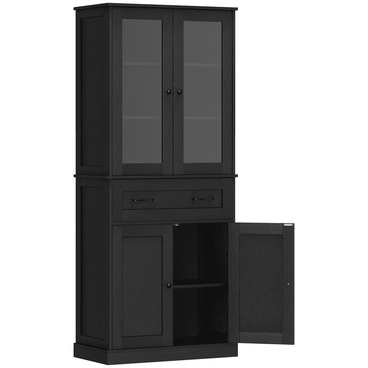 HOMCOM Küchenschrank, Buffet, Acrylfront, Schubladen, 76 x 40 x 182,5 cm, Schwarz