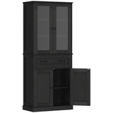 HOMCOM Küchenschrank, Buffet, Acrylfront, Schubladen, 76 x 40 x 182,5 cm, Schwarz