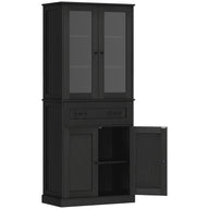 HOMCOM Küchenschrank, Buffet, Acrylfront, Schubladen, 76 x 40 x 182,5 cm, Schwarz