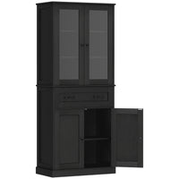 HOMCOM Küchenschrank, Buffet, Acrylfront, Schubladen, 76 x 40 x 182,5 cm, Schwarz
