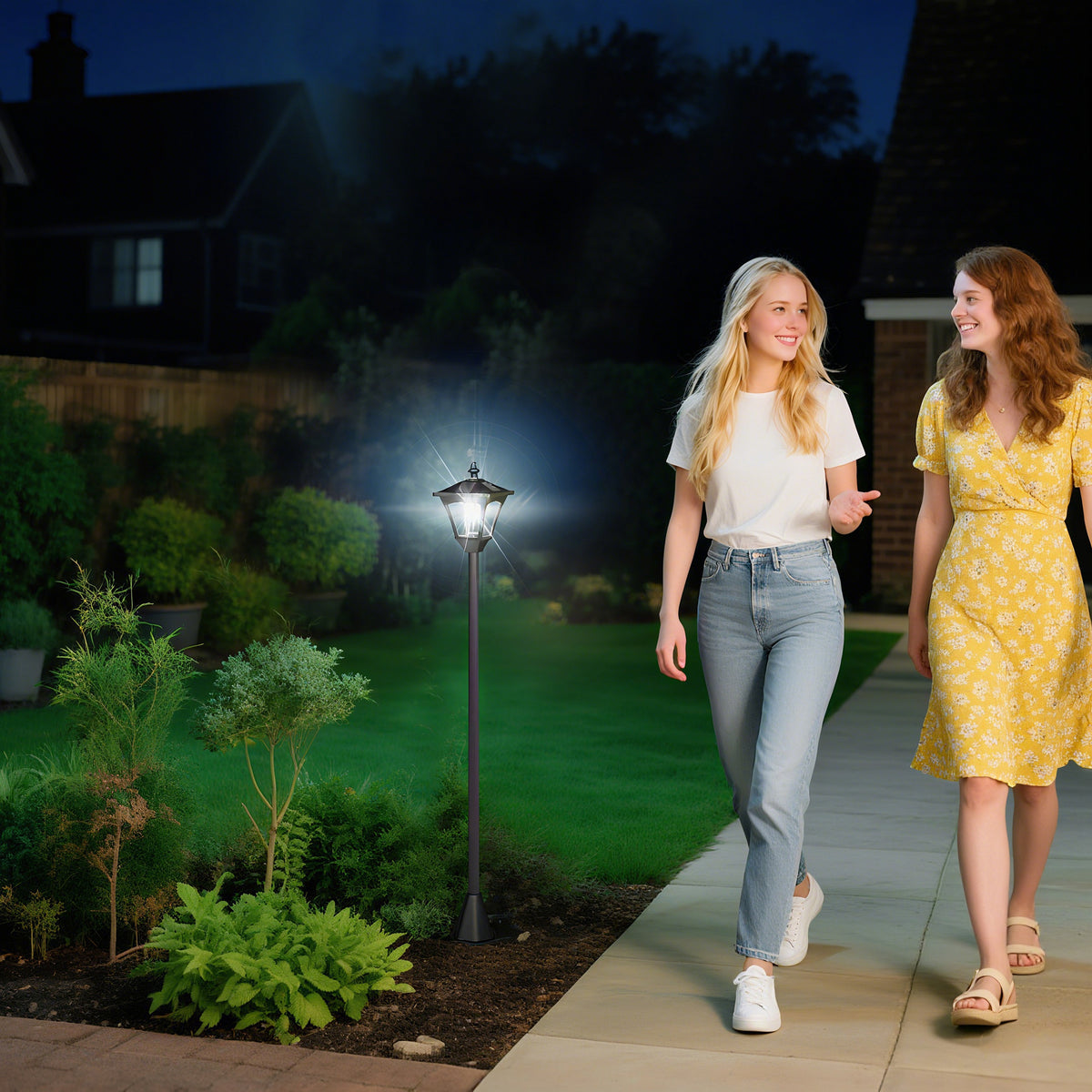 Outsunny Solar Gartenlaterne LED 30 Lumen Solarlampe Erdspieß 120 cm Schwarz – Produktabbildung 2