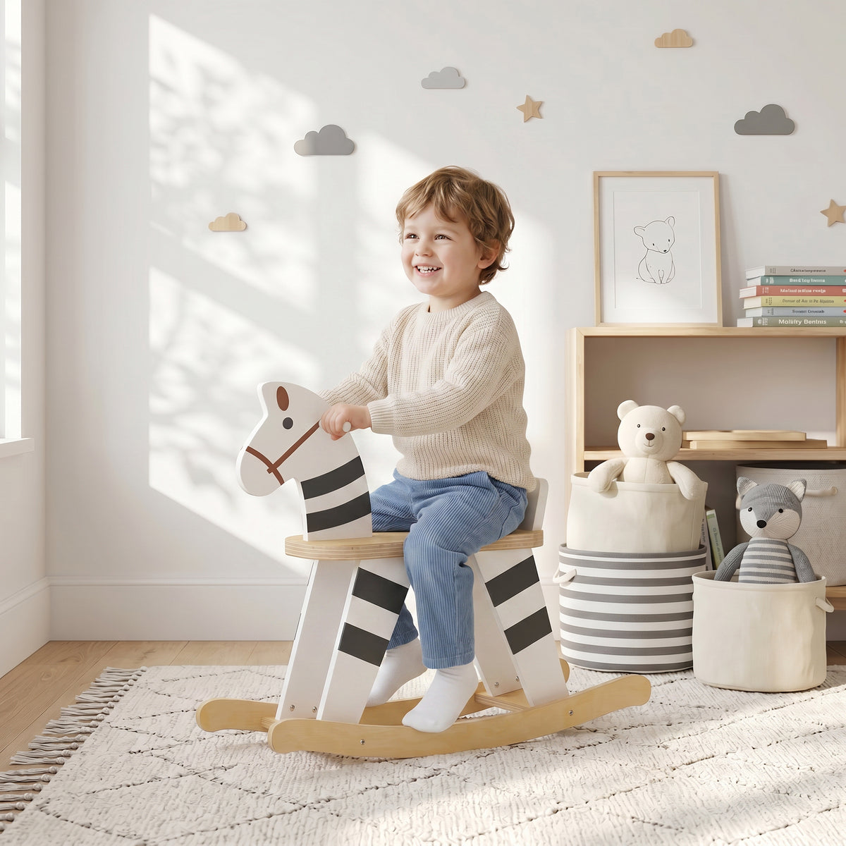 Schaukelpferd, Kinder Schaukeltier mit Haltegriffen Rückenlehne im Ponyform für Kinder von 1,5–3 Jahren – Produktabbildung 2