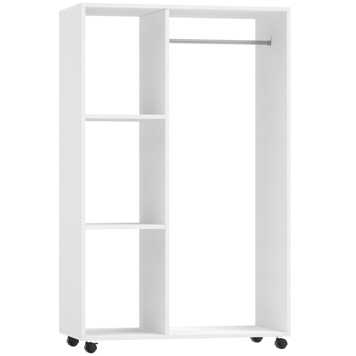 HOMCOM Kleiderschrank auf Rollen, mobile Garderobe, Garderobenschrank, Rollbarer Kleiderständer, 80 x 40 x