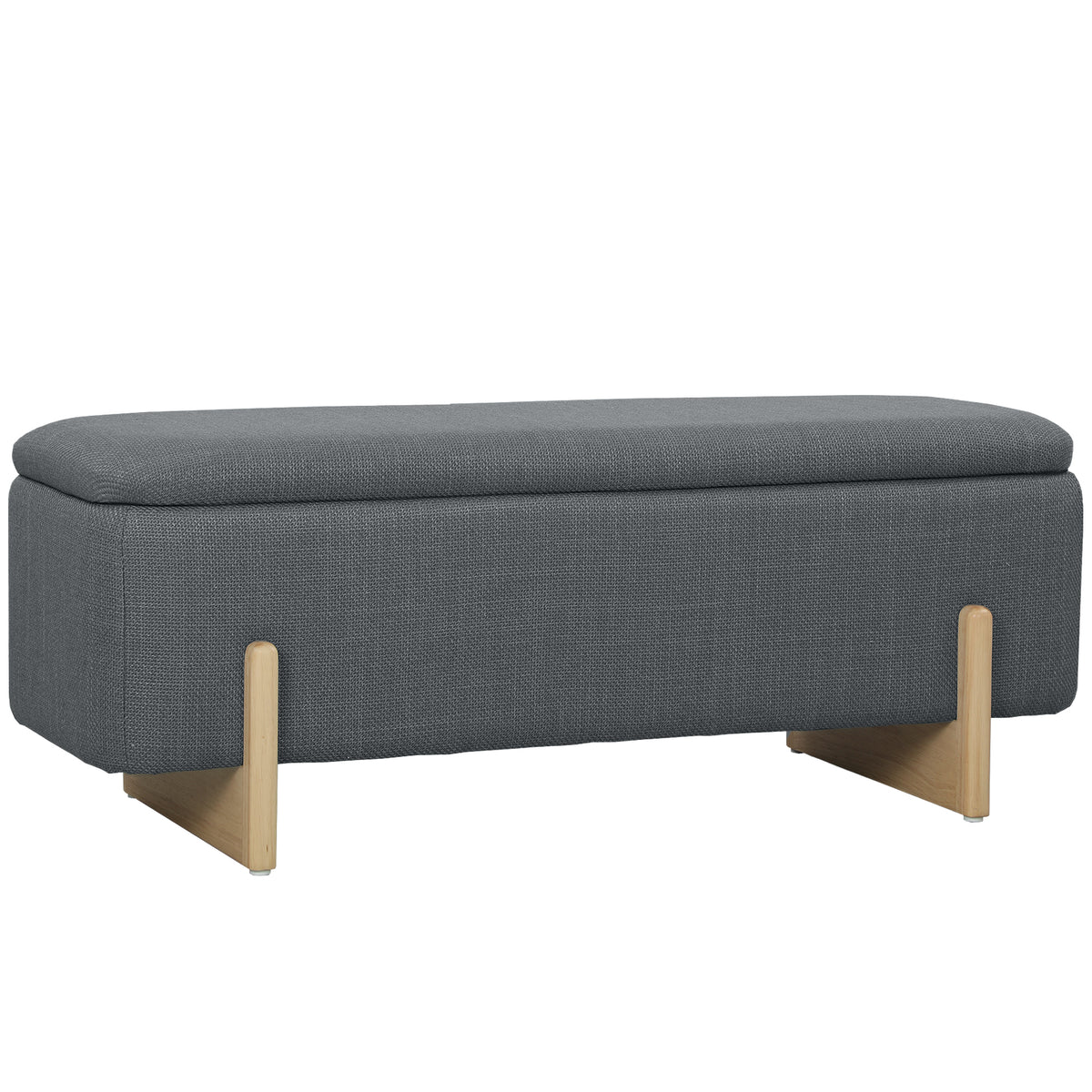 HOMCOM Hocker mit Stauraum, Sitzbank mit Schaumstoffpolsterung, Leinenimitat, 111 x 44 x 44,5 cm, Dunkelgrau