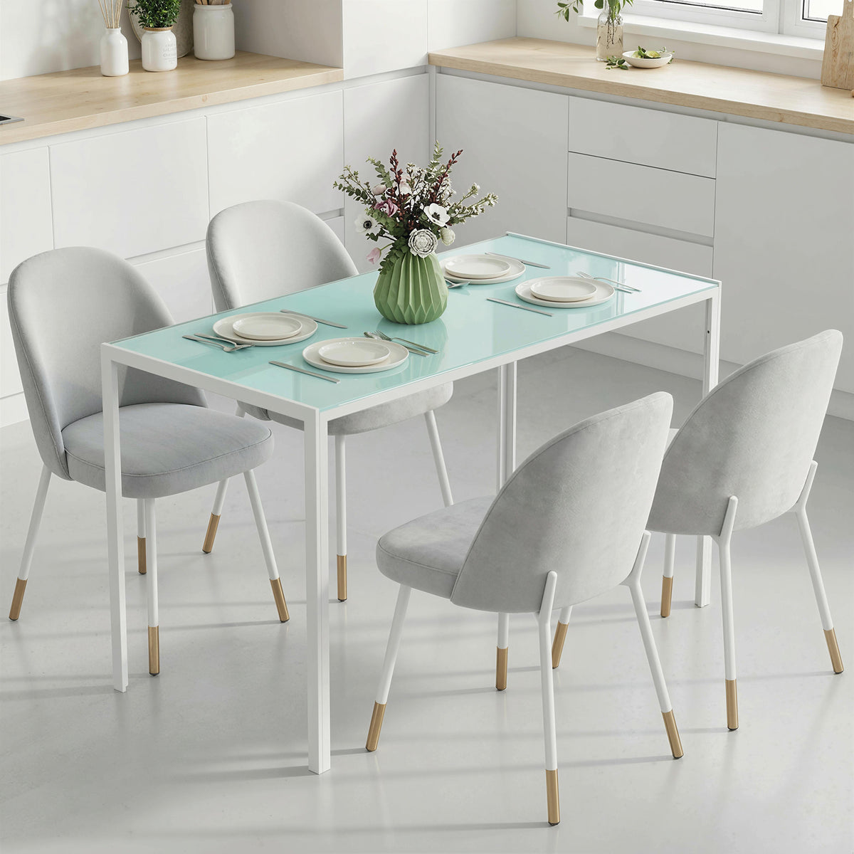 HOMCOM Esstisch Küchentisch großer Tisch, modernes Design, 120 cm x 60 cm x 75 cm, Weiß – Produktabbildung 2