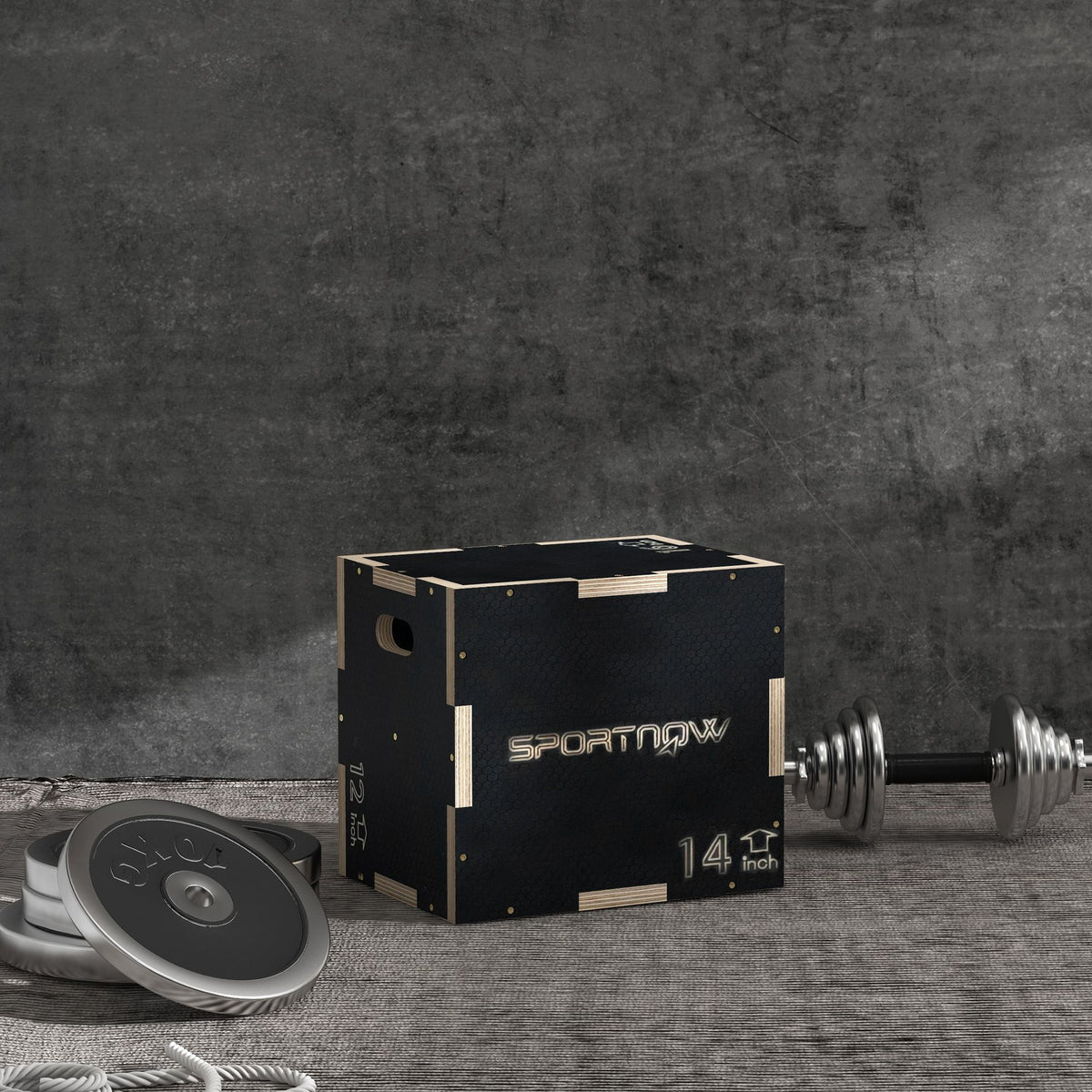 Plyo-Box/Sprungbox, robust, 40,5 x 35,5 x 30,5 cm, Schwarz, Griff 10x3,5 cm, bis 120 kg – Produktabbildung 2