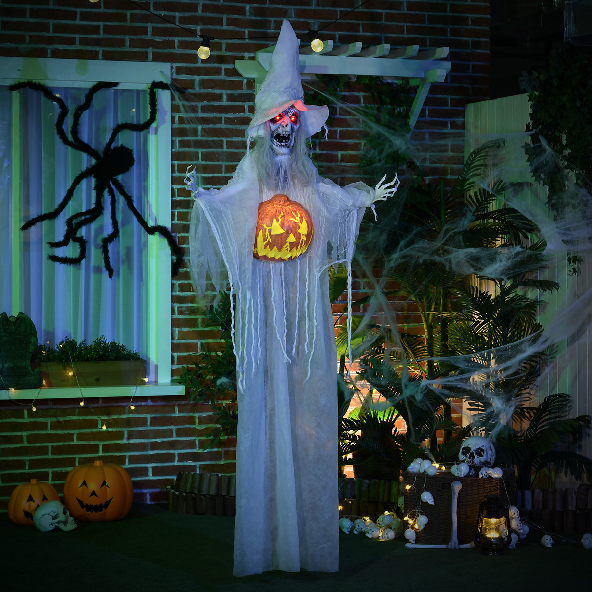 HOMCOM Halloween-Geist, Halloween-Dekoration, Soundfunktion, mit Bewegungssensor und LED-Lichtern, 60 cm – Produktabbildung 2